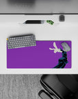 28x12 inches anime mouse pad in punchy purple and deep navy, sleek minimalist vibe for late-night gaming.
