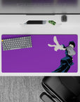 32x16 inches anime mouse pad in punchy purple with deep navy shadows, crisp highlights, late-night grind vibe.