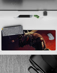 32x12 inches mouse pad showcasing Guts in his Berserker Armor with fierce brush strokes and a glowing eye, perfect for adding battle-ready energy to your workspace.