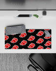 Compact 28x12 mouse pad showcasing Akatsuki's iconic red clouds for bold Naruto-inspired decor