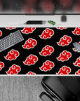 Sleek 40x20 desk pad showcasing iconic Akatsuki design for fans of vibrant red and black aesthetics