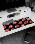 Vibrant red Akatsuki cloud design on 32x12 mouse pad ideal for showcasing fandom flair