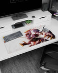 32x16 inches Honkai Impact 3rd mouse pad showing Astraea charging forward with brushy blur and dramatic sparks.