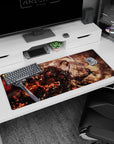Fiery artwork on 36x16 mouse pad captures Jeanne d'Arc Alter's intensity and iconic anime aesthetics