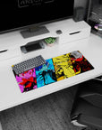 Anime mouse pad 28x12 inches featuring Persona chibi protagonists, showcasing bold colors and iconic characters like Joker.