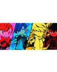 Persona chibi mouse pad 36x16 inches featuring iconic protagonists in vibrant colors, including Joker and P3P's heroine.