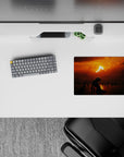 14x10 inches mouse pad with a solitary figure beneath a fiery sunset, creating a moody atmosphere with dark silhouettes, ideal for fans of dark, emotional landscapes.