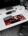 Anime mouse pad featuring Ichigo's Vasto Lorde form from Bleach, 28x12 inches, with red energy and shattered glass design.