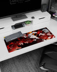 Ichigo Vasto Lorde form from Bleach on 32x12 inch anime mouse pad, featuring white mask, black stripes, and red energy.