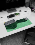 Dynamic Geometric Grasslands artwork on 28x12 desk mat perfect for celebrating nature-inspired modern design