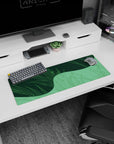 Small but impactful 32x12 desk mat showcases natural calmness with striking geometric artistry