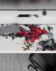 36x16 inches mouse pad with Tokyo Ghoul design, blending red and black splashes around Touka to symbolize her inner turmoil and elegance.