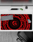 Anime mouse pad 32x16 inches featuring Gremory magic circle from High School DxD, crimson symbols on black background.