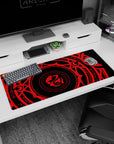 Anime desk pad 36x16 inches featuring the Gremory magic circle from High School DxD, with vivid crimson symbols on black.