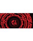 Anime desk pad 36x16 inches featuring the Gremory magic circle from High School DxD in crimson on a black background.