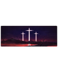 Evangelion mouse pad 32x12 inches with blood-red sea and glowing crosses, capturing the anime's haunting final scene.