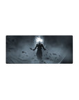28x12 inch mouse pad featuring Goku in Ultra Instinct with bold and shadowy energy for dramatic effect