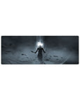 32x12 inch mouse pad featuring Goku's Ultra Instinct form with intense shadowy and dark contrasts