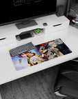 Sora and Shiro anime mouse pad, 28x12 inches, layered space scene with bold contrast and style.