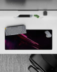 28x12 inches mouse pad with neon light design, showcasing pink and red streaks on a starry backdrop to bring futuristic energy to your setup.
