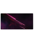 Mouse pad featuring neon light design, 32x16 inches, with bold pink and red streaks on a starry backdrop for a cosmic, futuristic atmosphere.