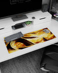 Artistic 32x12 inches mouse pad showcasing Shenron’s summoning, with golden skies and the majestic Eternal Dragon from Dragon Ball Z.