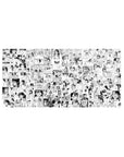 32x16 inches anime girl mouse pad with manga collage pattern, school uniforms, ribbons, and speech bubbles.