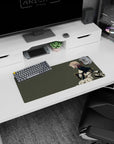 28x12 inches anime girl mouse pad showing a crouched blonde heroine watching the horizon, cape in motion.