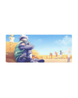 Anime mouse pad 28x12 inches featuring Kakashi Hatake in a wheat field, observing Team 7, with golden and sky blue hues.