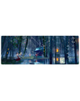Compact 32x12 inches mouse pad with bamboo forest, glowing lanterns, and floating papers for a peaceful, serene workspace.