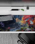 36x16 inches mouse pad with vibrant autumn colors, a peaceful stream, and light filtering through trees for a magical, serene vibe.