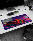 Nostalgic racing design on 32x16 mouse pad brings retro sunset vibes to life with striking artistry