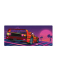 Streamlined Retro Sunset Racer mouse pad 28x12 featuring neon sunset for bold workspace flair