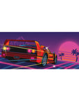 Retro Sunset Racer mouse pad 36x16 with neon grids and sunset theme for immersive retrowave decor