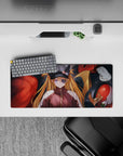Asuka Langley anime mouse pad 28x12 inches featuring EVA Unit-02, bold reds and purples, perfect for Evangelion fans.
