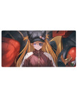 Anime mouse pad featuring Asuka Langley with eyepatch and EVA Unit-02 design, sized 32x16 inches, perfect for Evangelion fans.