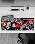 Mouse pad 32x12 inches featuring Persona 5 characters: Joker, Mona, Ann, Futaba. Vibrant colors, pop art style.