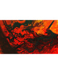 Desk pad featuring Guts in his Berserker Armor amidst fiery red and orange swirls, 40x20 inches, perfect for adding chaos, fury, and passion to your workspace.