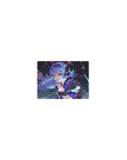 Classic anime girl mouse pad 14x10 inches with lightning sky backdrop and sleek black-red outfit.