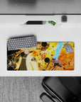 28x12 inches mouse pad with Naruto, surrounded by fiery explosions and energy, capturing his intense "Radiant Power Clash" battle.