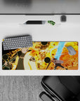 32x12 inches mouse pad showcasing Naruto glowing with energy amidst explosions, capturing the intense battle from the "Radiant Power Clash."