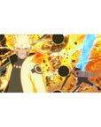 Desk pad featuring Naruto in full power mode, 40x20 inches, glowing with fiery energy amidst explosions, perfect for fans of intense action.