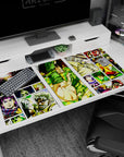 Large 40x20 inches desk pad featuring JoJo’s Bizarre Adventure, highlighting iconic scenes from the Joestar family legacy in vibrant, action-packed design.