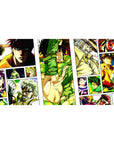 Desk pad featuring iconic scenes from multiple Joestar generations, 40x20 inches, celebrating the legacy of JoJo's Bizarre Adventure with bold colors and intense action.