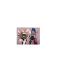 Classic anime girl mouse pad 14x10 inches with two rebels on blush background, lace and skull charm details.