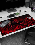 Large 40x20 inches desk pad featuring Ainz Ooal Gown from Overlord, exuding dark fantasy and power with skeletal army and flames.