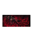Mouse pad featuring Ainz Ooal Gown from Overlord, 28x12 inches, with skeletal army and dark power in a fiery, anime-inspired design.