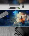 40x20 inches desk pad with the Thousand Sunny from One Piece, showcasing the ship sailing through waves under a breathtaking sky.