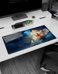 Modern 32x16 inches mouse pad with the Thousand Sunny from One Piece, showcasing the ship cutting through waves under a breathtaking sky.