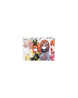 Classic anime girl mouse pad 14x10 inches with five kimono-clad girls in side profile and sakura petals.
